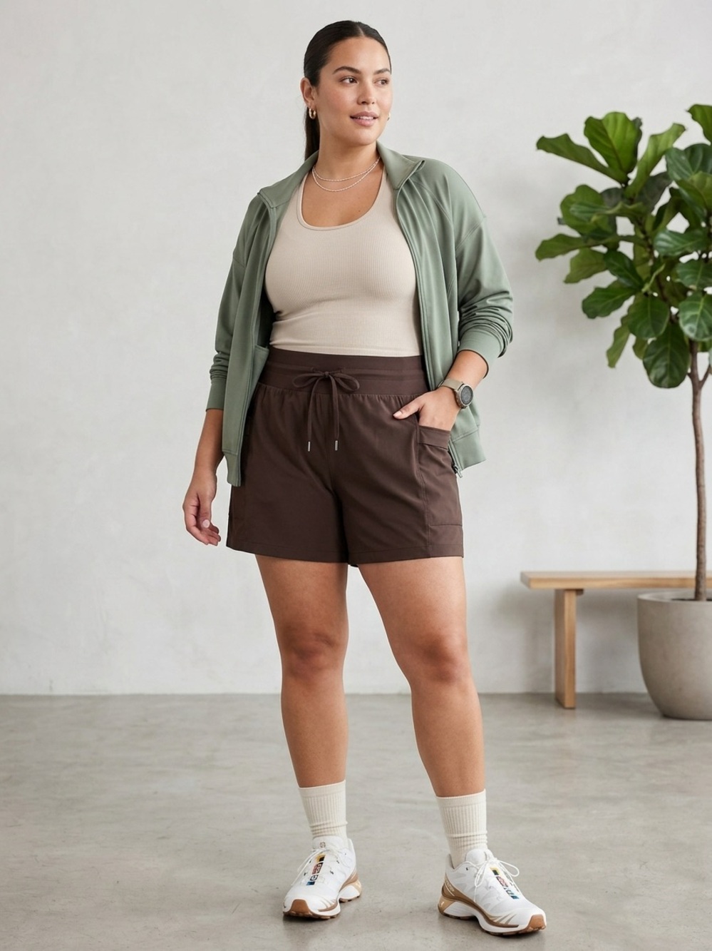CALIA by Carrie Underwood Brown Drawstring Athletic Shorts